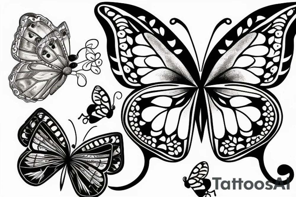 a cat playing with a butterfly tattoo idea