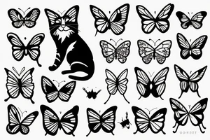 a cat playing with a butterfly tattoo idea