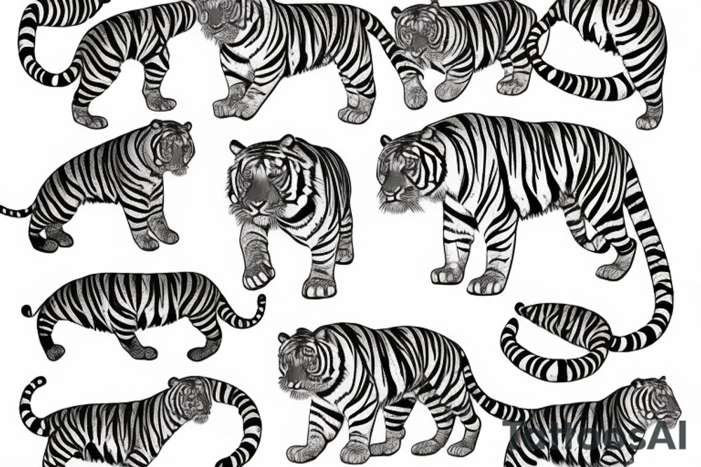 Tiger hunting for arm design tattoo idea