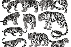 Tiger hunting for arm design tattoo idea