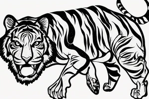Tiger hunting for arm design tattoo idea