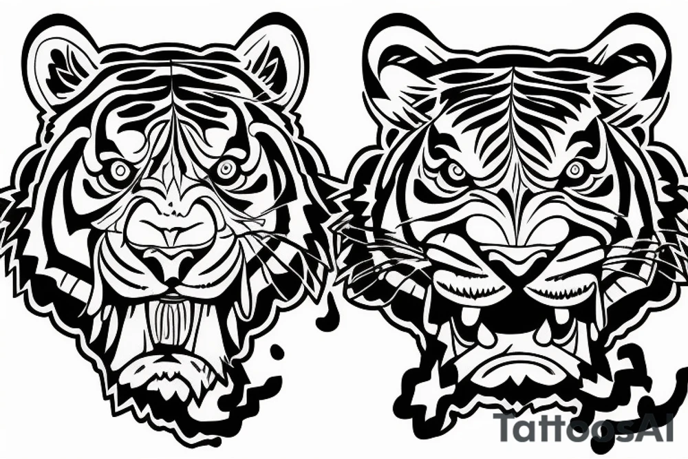 Tiger and ox together arm tattoo tattoo idea