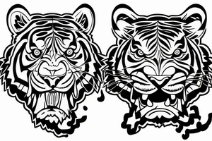 Tiger and ox together arm tattoo tattoo idea