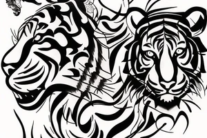 Tiger and ox together arm tattoo tattoo idea