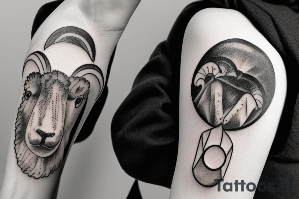 sheep in front bordie collie tattoo idea