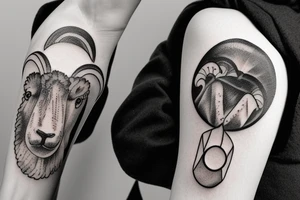 sheep in front bordie collie tattoo idea