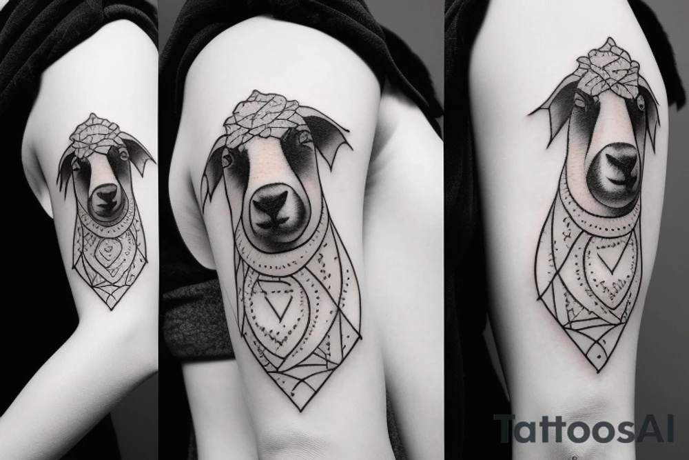 sheep in front bordie collie tattoo idea