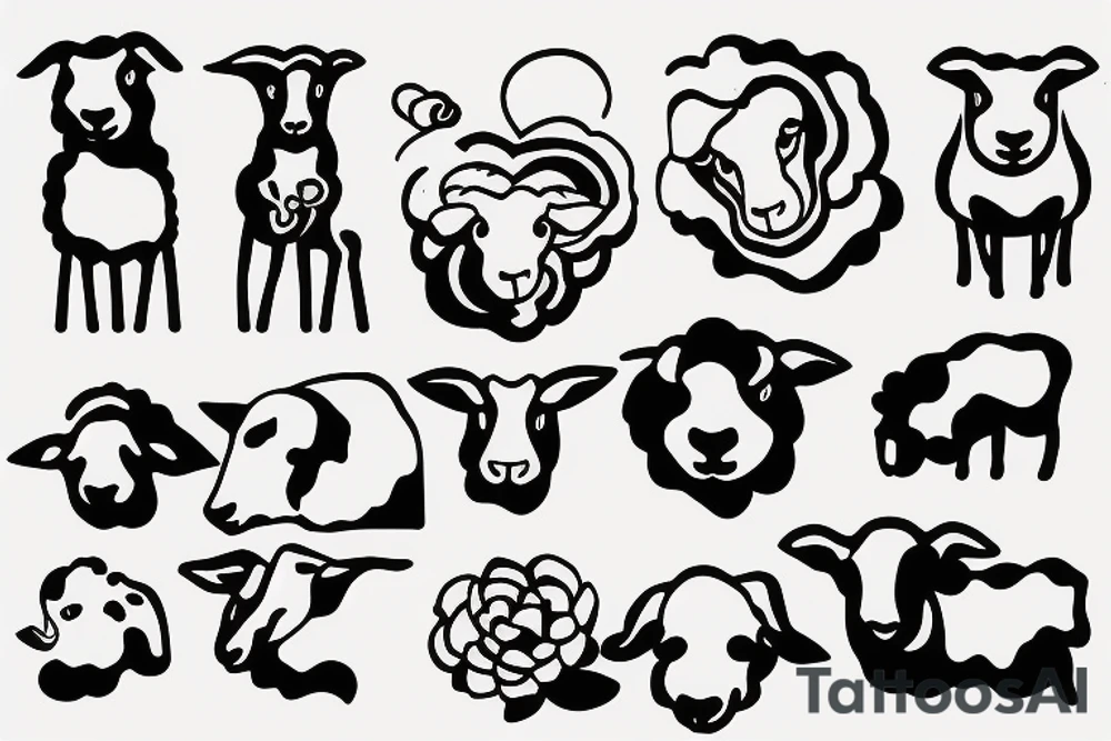 sheep in front bordie collie with one line tattoo idea