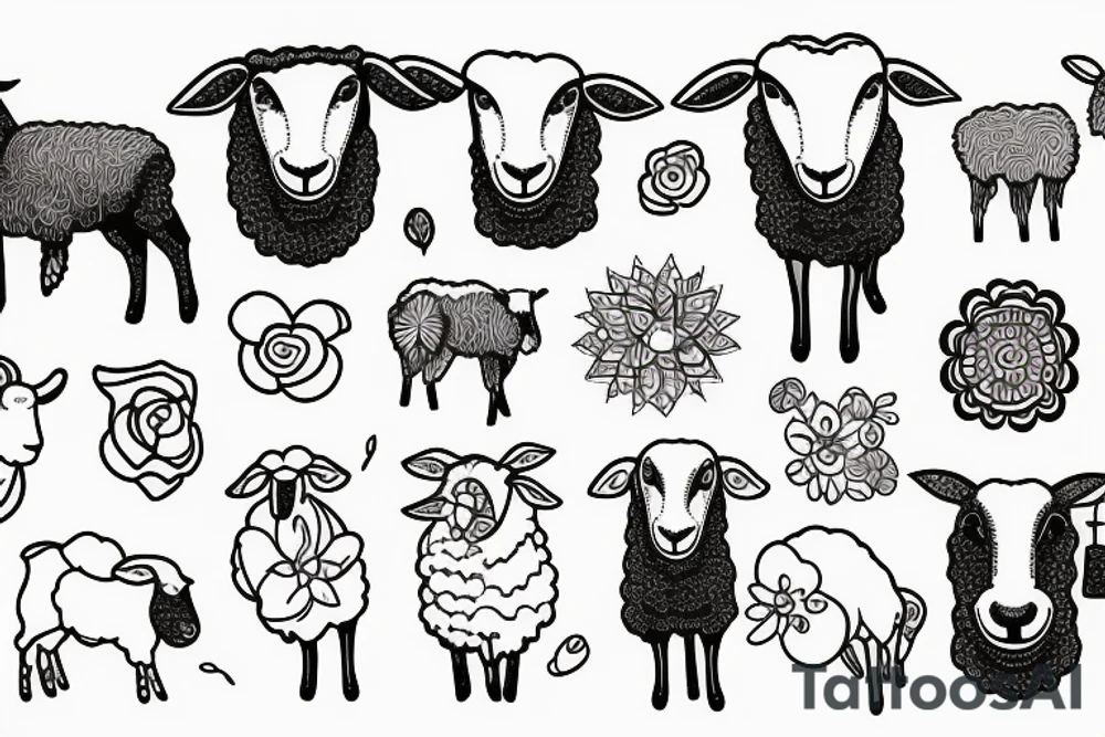 sheep in front bordie collie with one line tattoo idea