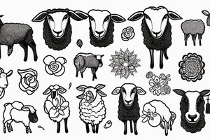 sheep in front bordie collie with one line tattoo idea