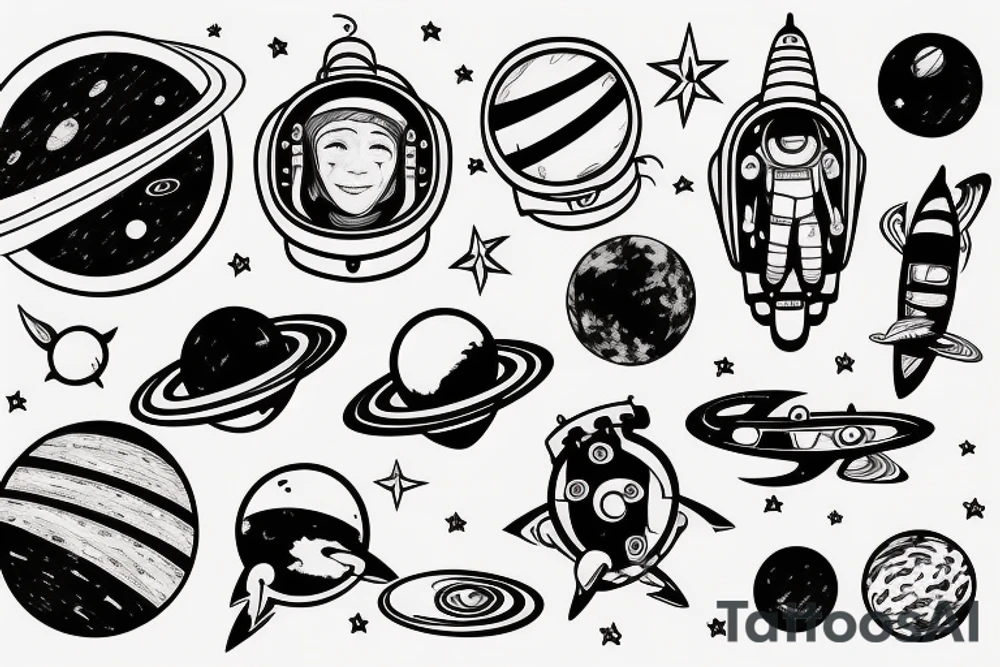 astronaut in space tattoo idea