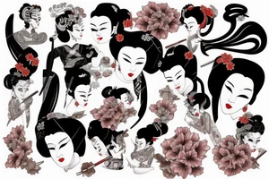 Beautiful Geisha with katana tattoo idea