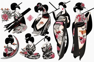 Beautiful Geisha with katana tattoo idea