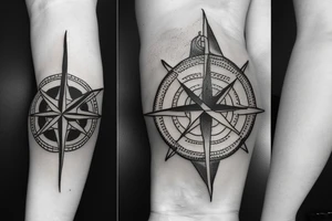 anchor and a compass with ship and map around it which also includes a lighthouse tattoo idea