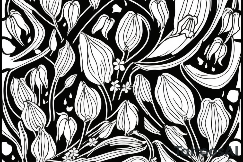 lily of the valley in the style of a traditional swedish kurbits tattoo idea