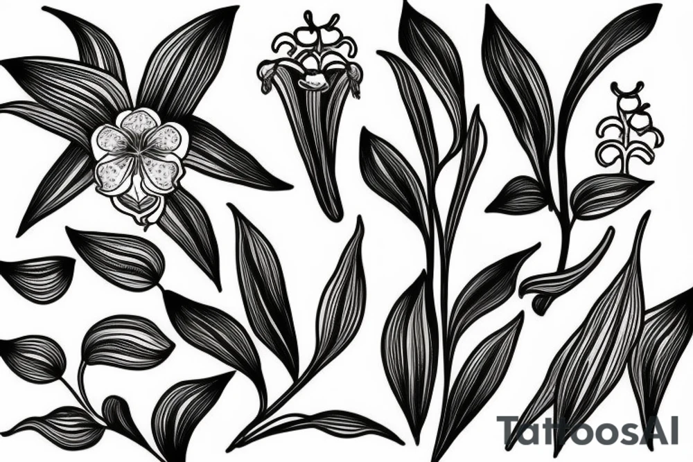 lily of the valley in the style of a traditional swedish kurbits tattoo idea
