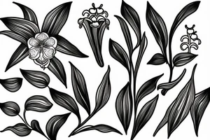 lily of the valley in the style of a traditional swedish kurbits tattoo idea