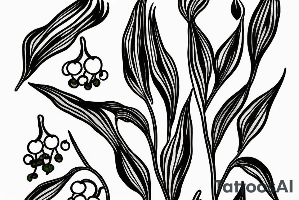lily of the valley in the style of a traditional swedish kurbits tattoo idea