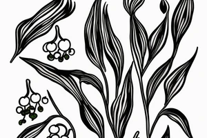 lily of the valley in the style of a traditional swedish kurbits tattoo idea