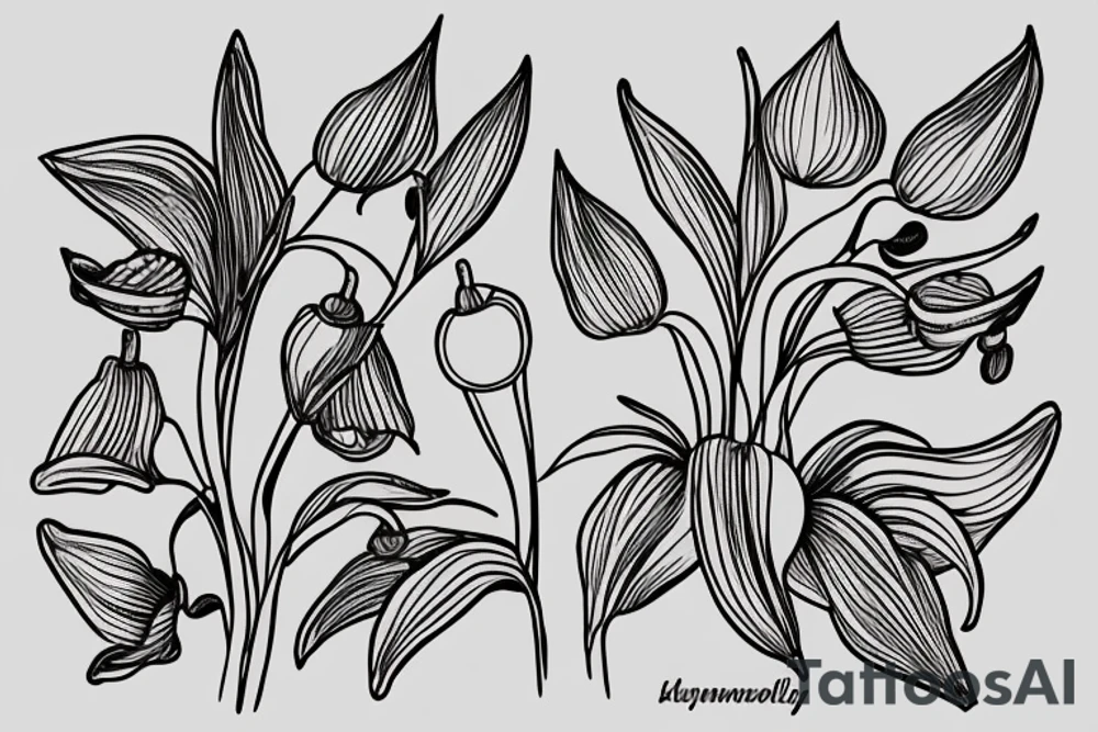 lily of the valley in the style of a traditional swedish kurbits tattoo idea