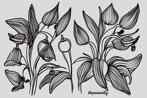 lily of the valley in the style of a traditional swedish kurbits tattoo idea