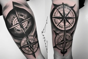 anchor and a compass with ship and map around it which also includes a lighthouse tattoo idea