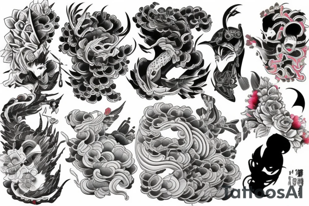 full sleeve japanese colorful tattoo idea