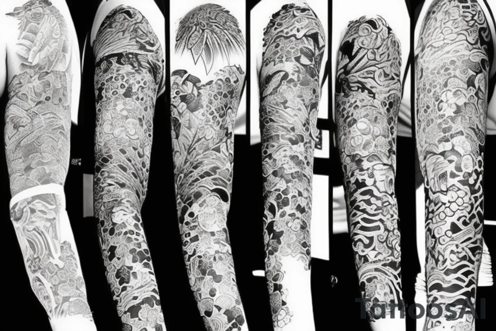 full sleeve japanese colorful tattoo idea