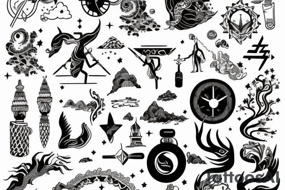 Artistic Sagittarius zodiac sign with travel exploration tattoo idea