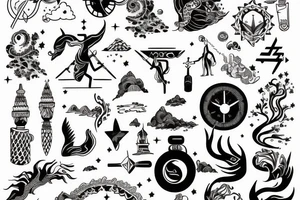 Artistic Sagittarius zodiac sign with travel exploration tattoo idea