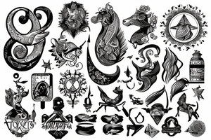 Artistic Sagittarius zodiac sign with travel exploration tattoo idea