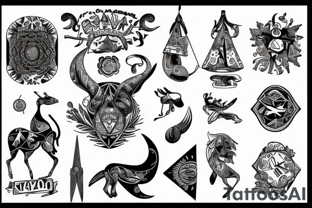 Artistic Sagittarius zodiac sign with travel exploration tattoo idea