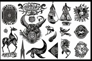 Artistic Sagittarius zodiac sign with travel exploration tattoo idea