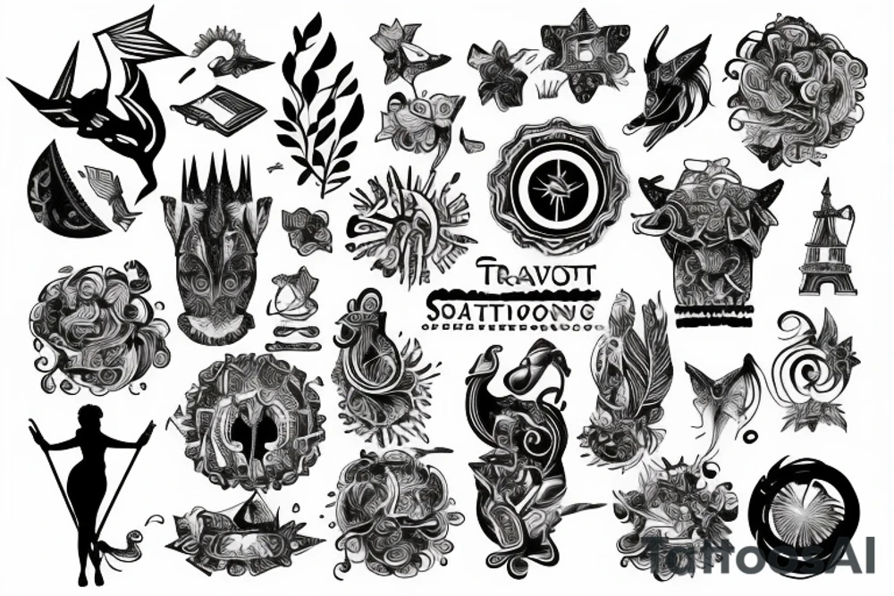 Artistic Sagittarius zodiac sign with travel exploration tattoo idea