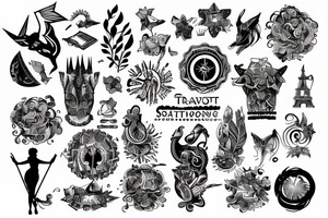Artistic Sagittarius zodiac sign with travel exploration tattoo idea