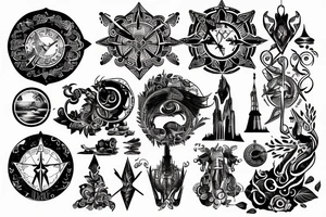Artistic Sagittarius zodiac sign with travel exploration tattoo idea