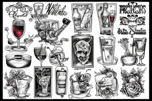 preaches water, wine drinks tattoo idea