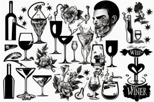 preaches water, wine drinks tattoo idea