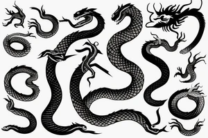wise snake wrapping its arm around with dragon rubbish tattoo idea
