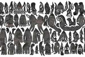 tribals with kazakh ornaments which included in animal shape, for example into lion tattoo idea