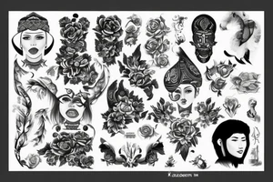 posseidon in kazakh style tattoo idea