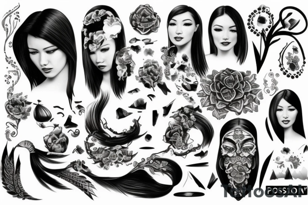 posseidon in kazakh style tattoo idea
