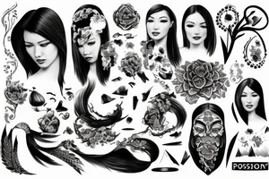 posseidon in kazakh style tattoo idea