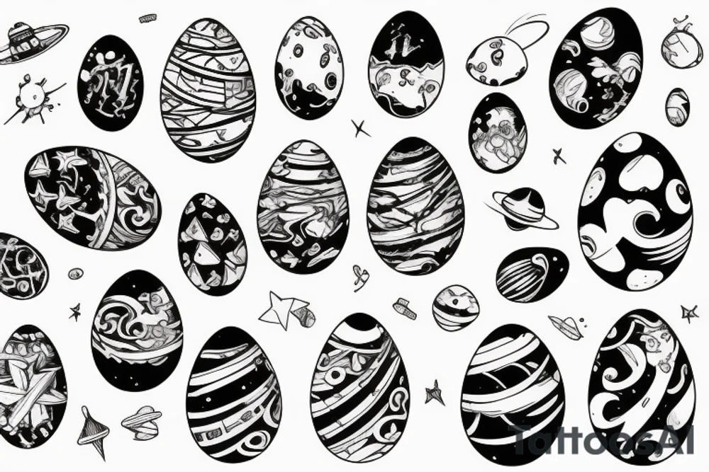 space with scientific easter eggs tattoo idea