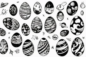 space with scientific easter eggs tattoo idea
