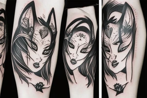 Kitsune female with mask tattoo idea