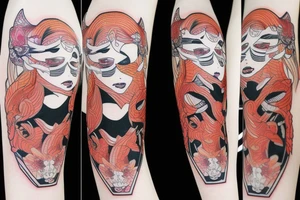 Kitsune female with mask tattoo idea