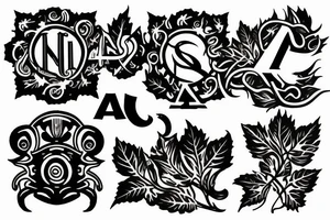 Latter "A" with cloverfield leafs tattoo idea