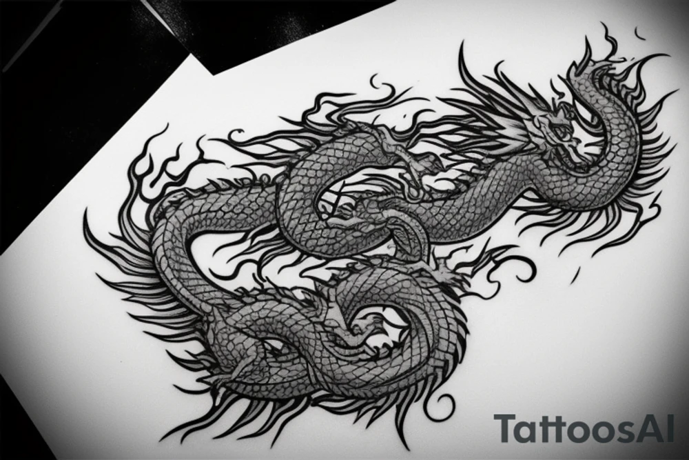 chaineese dragon with a torch tattoo idea