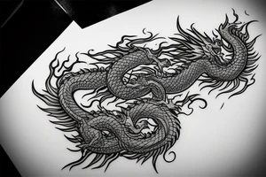 chaineese dragon with a torch tattoo idea